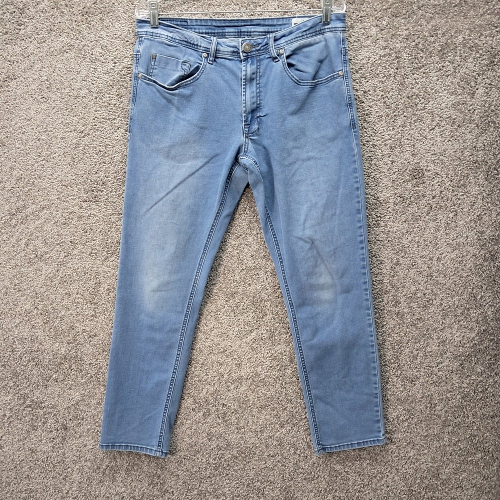 Buffalo David Bitton Axel Slim Stretch Jeans Mens 34x30 Light Wash Blue Denim